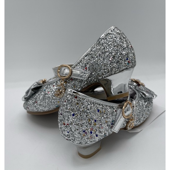 Little Kid Girl Glitter Princess‎ Low Heel Fancy Party Dress Up Shoes Size 9 - Picture 8 of 9